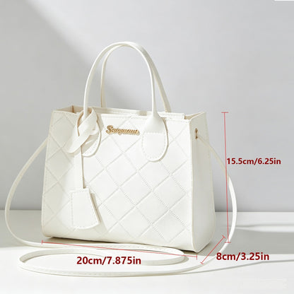Embroidered Quilted Plaid Handbag