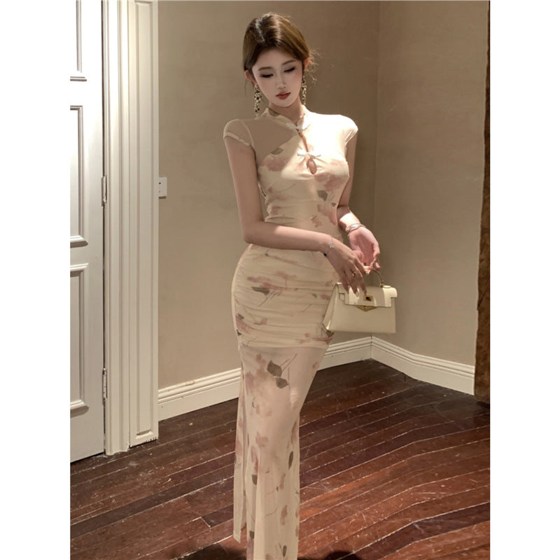 Vintage Floral Cheongsam Dress