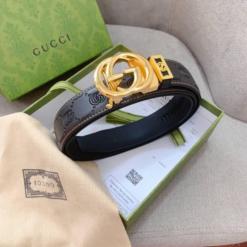 GUCCI Embellished coated-canvas and leather belt &