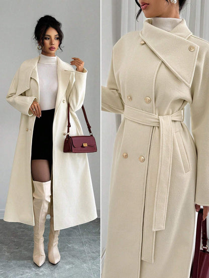 Double-Breasted Woolen Coat