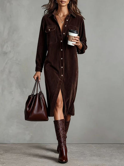 Womens Corduroy Shirt Dress