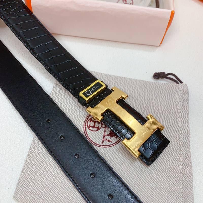 Hermes Men Gold Buckle Belt &