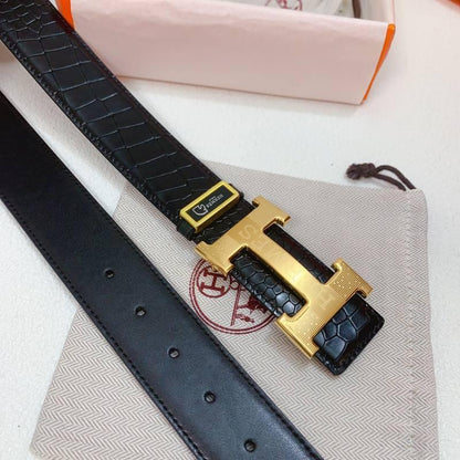 Hermes Men Gold Buckle Belt &