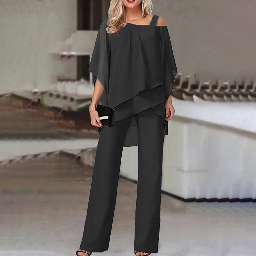 Batwing Sleeve Off-Shoulder Top and Long Pants