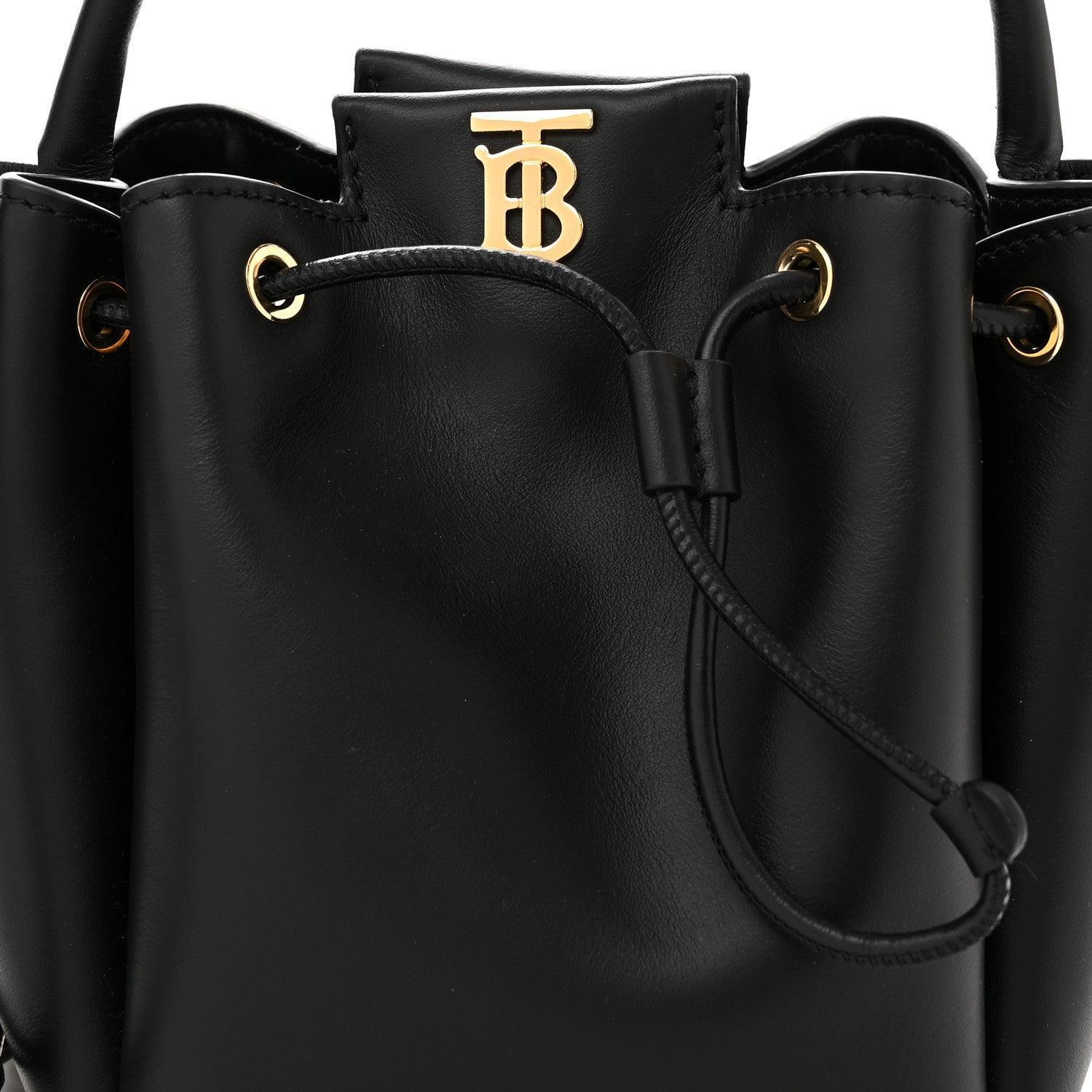 Burberry Calfskin Monogram Motif TB Bucket Black