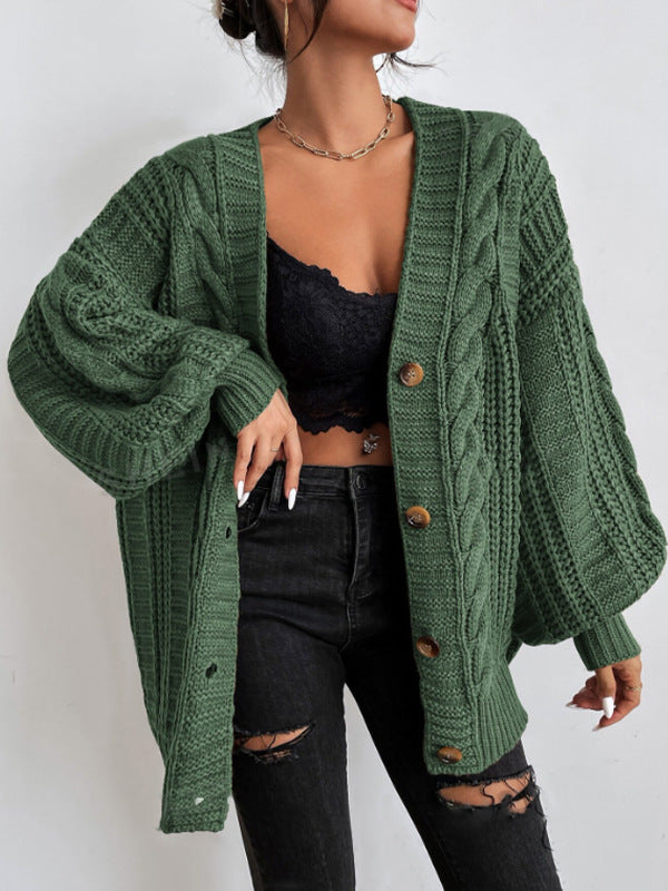Womens Retro V-Neck Knit Cardigan