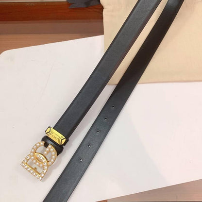 Dolce Gabbana Calfskin belt with bejeweled DG logo &