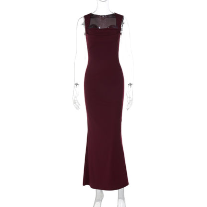 Womens Slim Fit Square Neck Dress