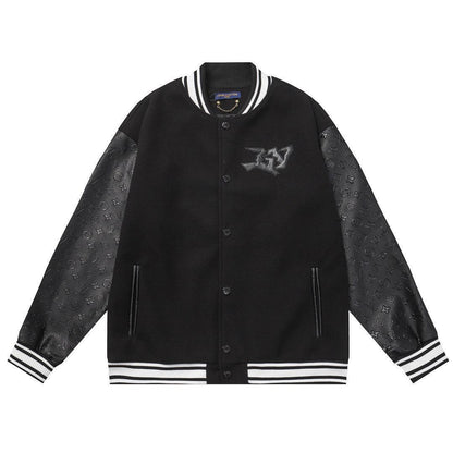 Louis Vuitton Jacket Monogram Embossed Leather Melton Wool
