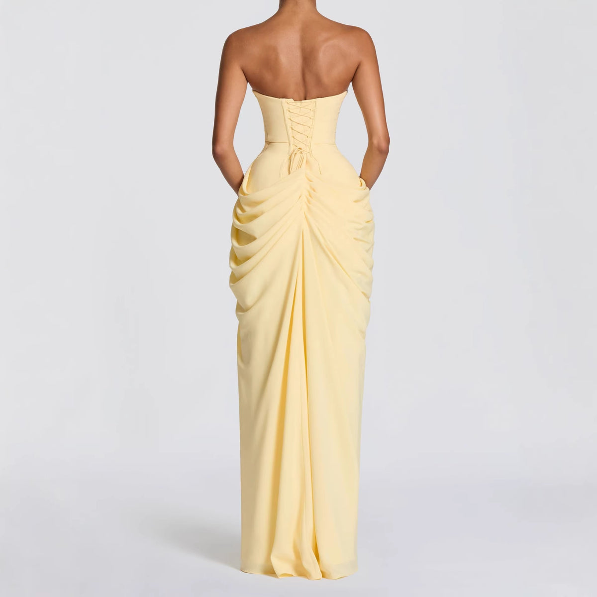 Asymmetrical Pleated Strapless Dress