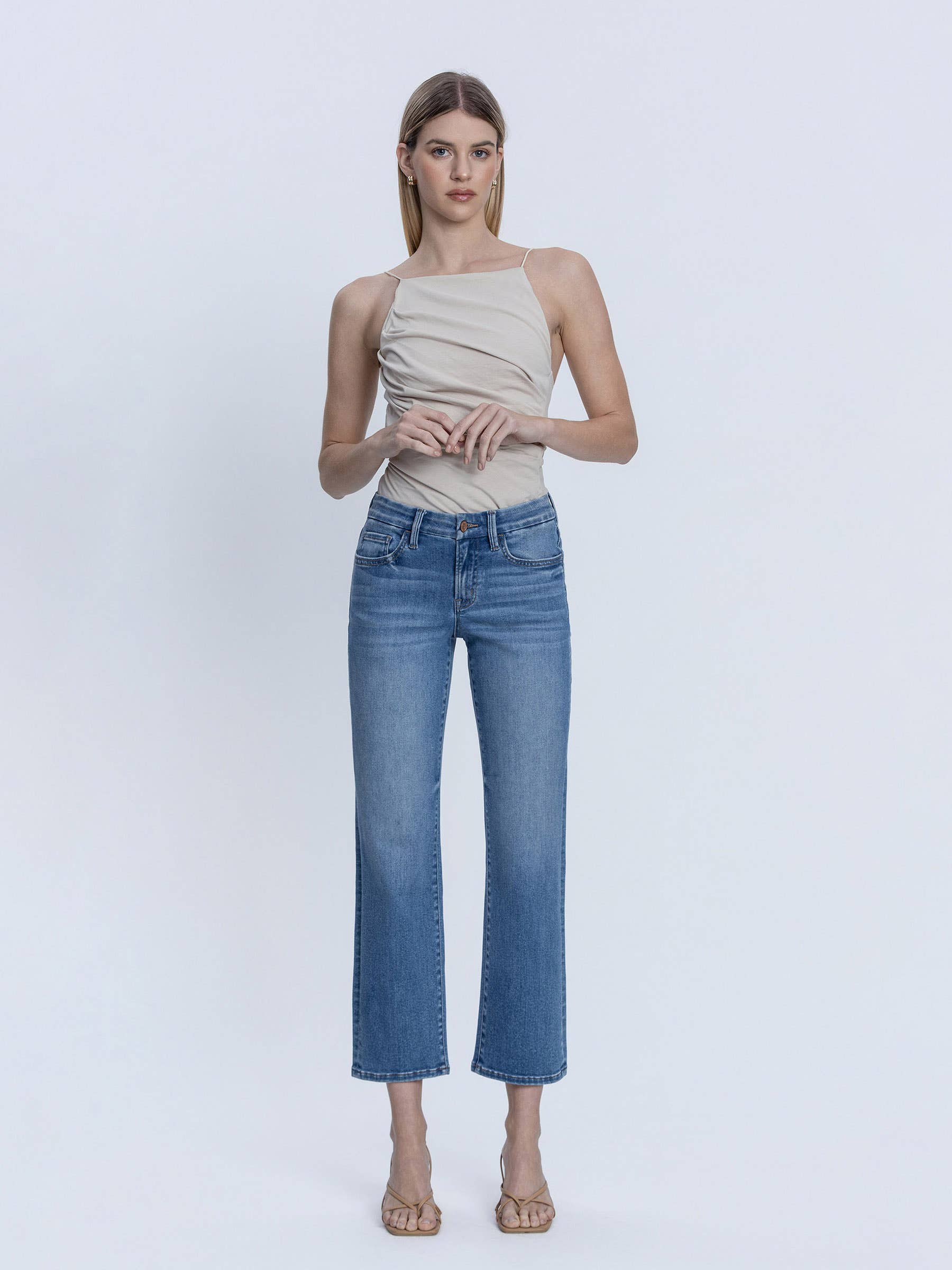 Romy Mid Rise Ankle Straight Jean