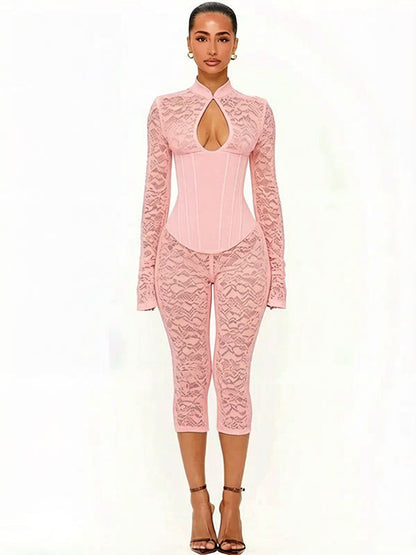 Elegant Lace-Up Bodycon Jumpsuit