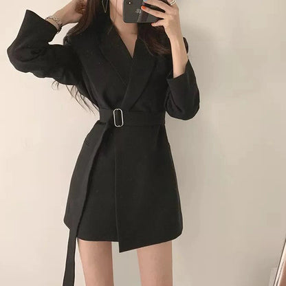 Mid-Length Retro Blazer with Belt