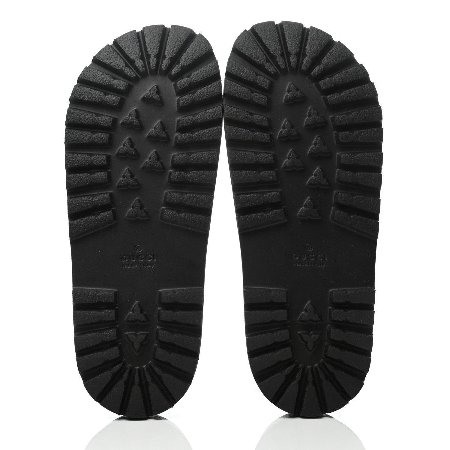 Gucci Rubber Web Slides - Black Green Red Lug Sole Sandals