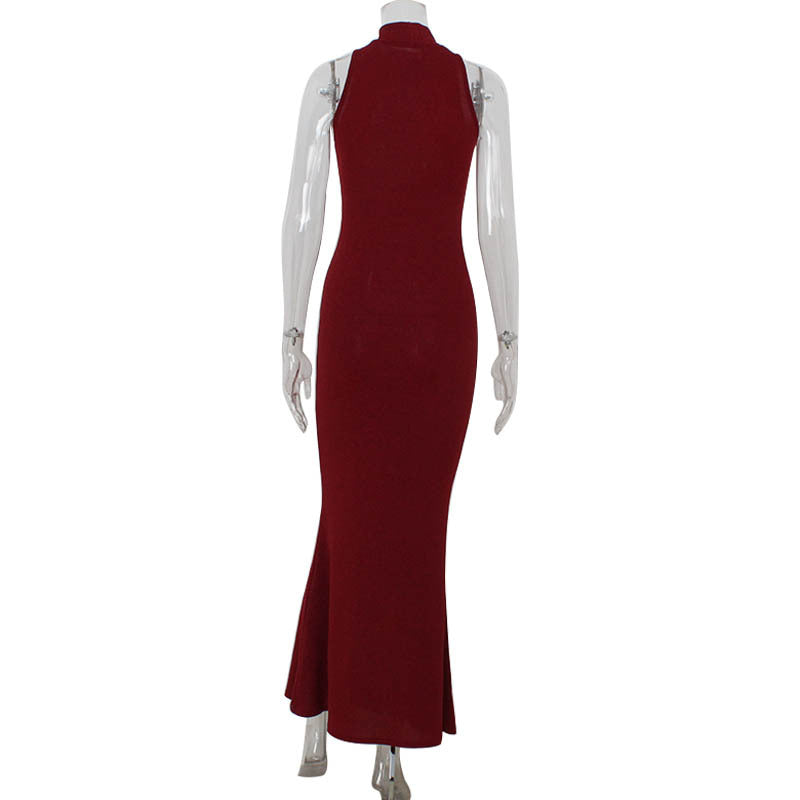 Elegant Halter Neck Fishtail Evening Dress