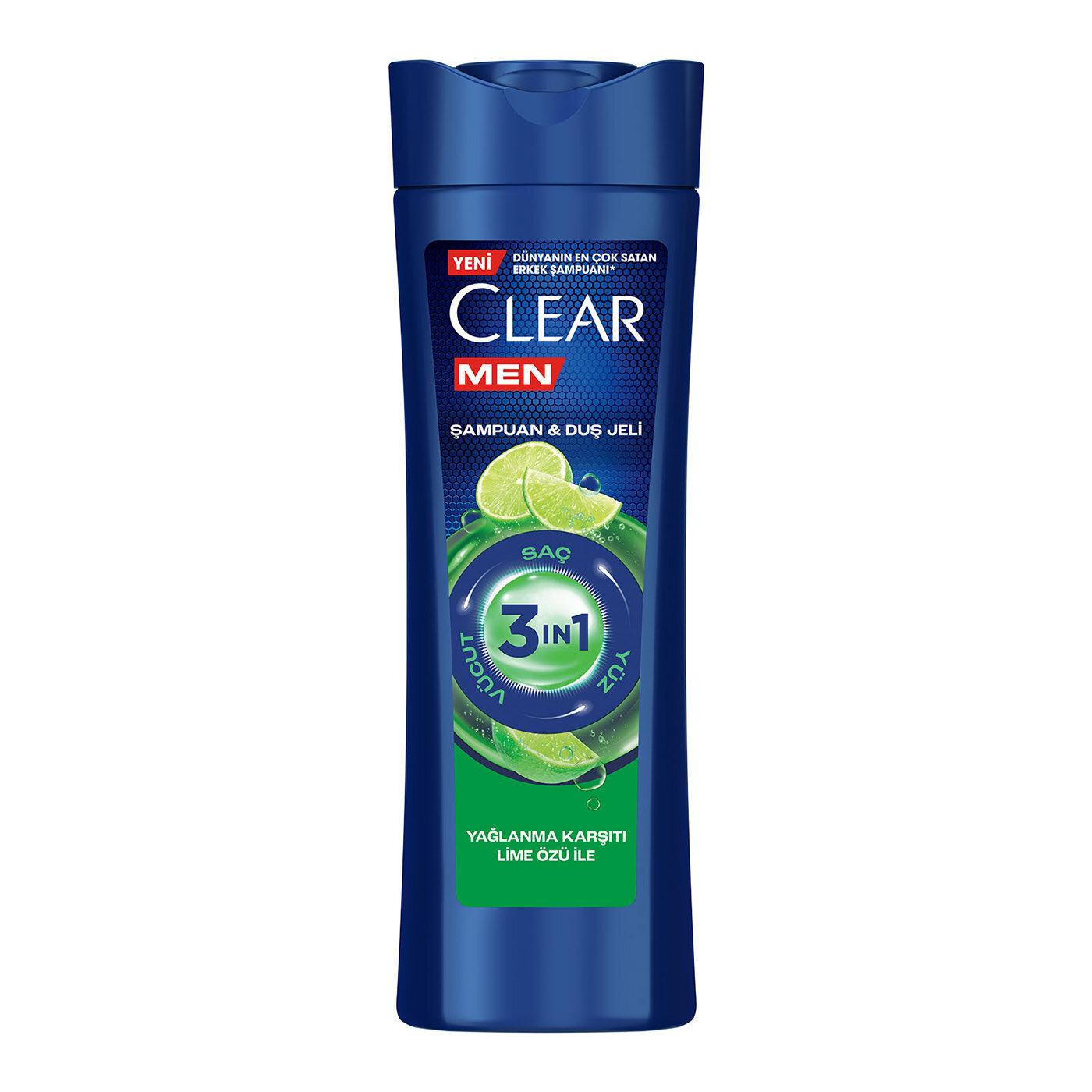Clear Men 3-in-1 Anti-Grease Lime Shampoo &amp; Body Wash 350ml