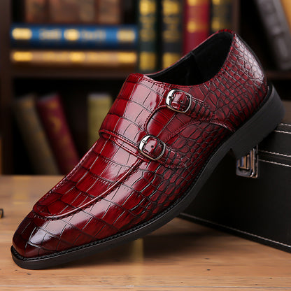 Mens Business Leather Shoes with Metal Buckle