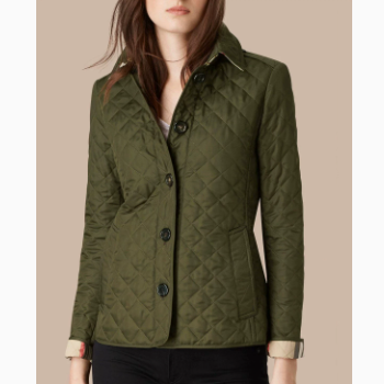 Slim Fit Quilted Jacket with Lapel Collar
