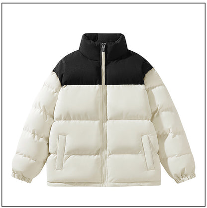 Contrast Color Stand Collar Cotton Jacket Waterproof Winter Coat