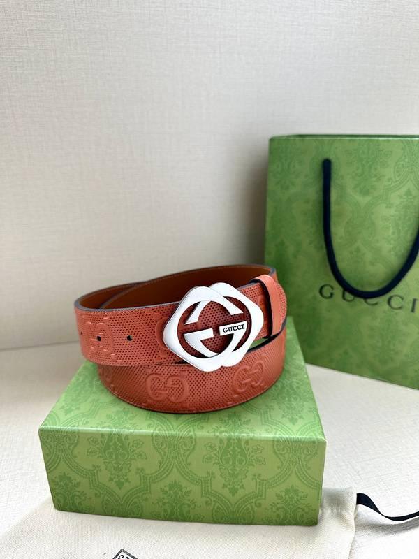 GUCCI Embellished coated-canvas and leather belt &