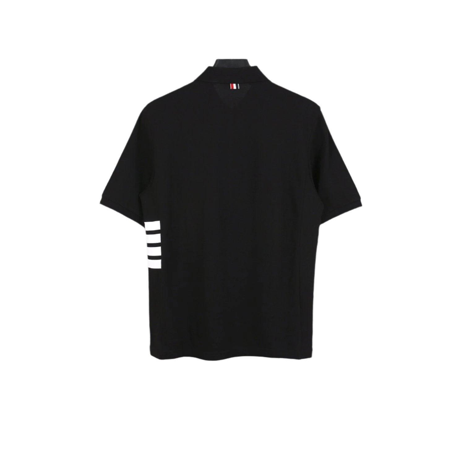 Thom Browne Black T-Shirt with Collar