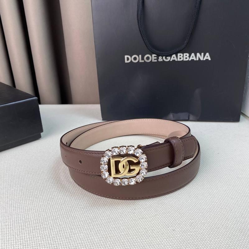 Dolce Gabbana Women Calfskin belt with bejeweled DG logo &