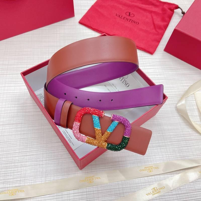VALENTINO GARAVANI V logo Rainbow Reversible Leather Belt &