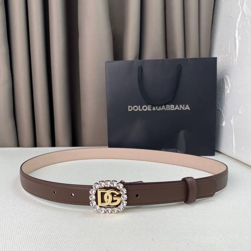 Dolce Gabbana Women Calfskin belt with bejeweled DG logo &