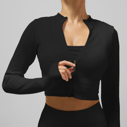 Womens Zipper Front Yoga Top