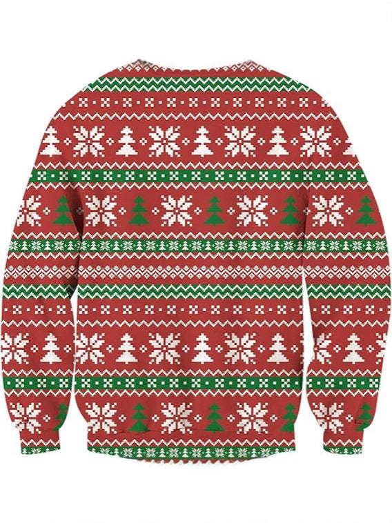 Animal Christmas Print Pullover Sweatshirt