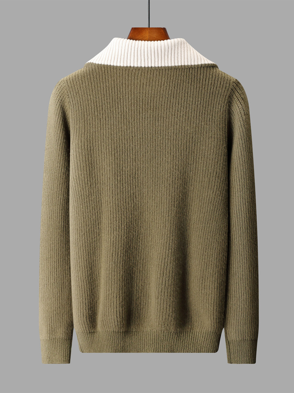 Pure Wool Knitted Jacket Convertible Turtleneck Mens Sweater