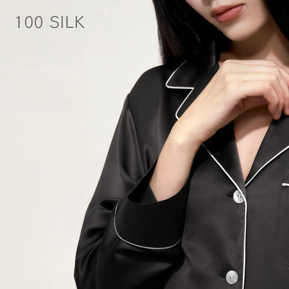 Women?s high-end 100% mulberry silk loungewear set with built-in bra pads.