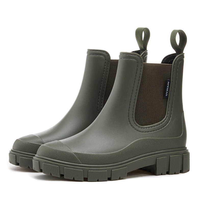 Women Waterproof Mid-Calf PVC Rain Boots with Non-Slip Sole