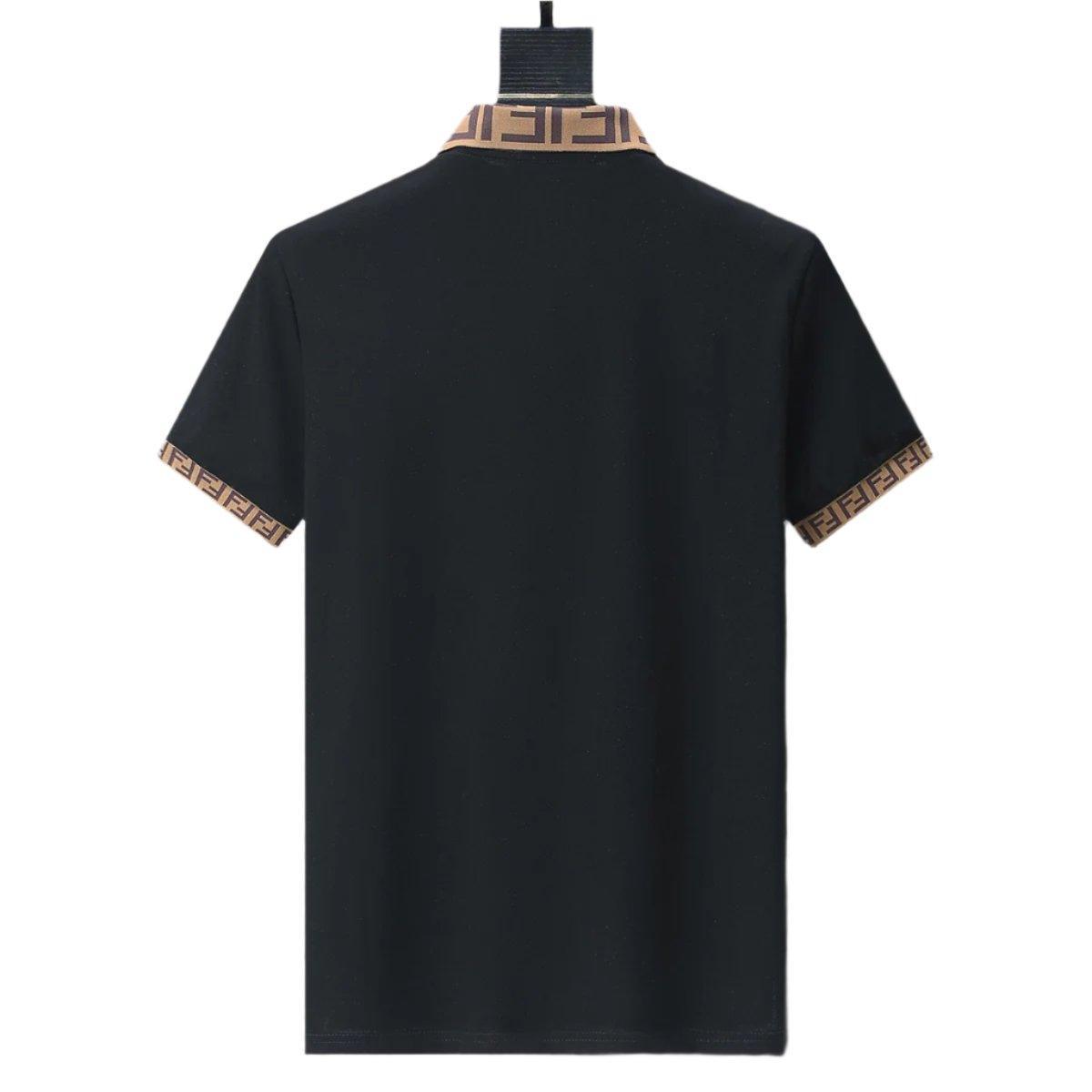 Fendi Black T-shirt with Collar