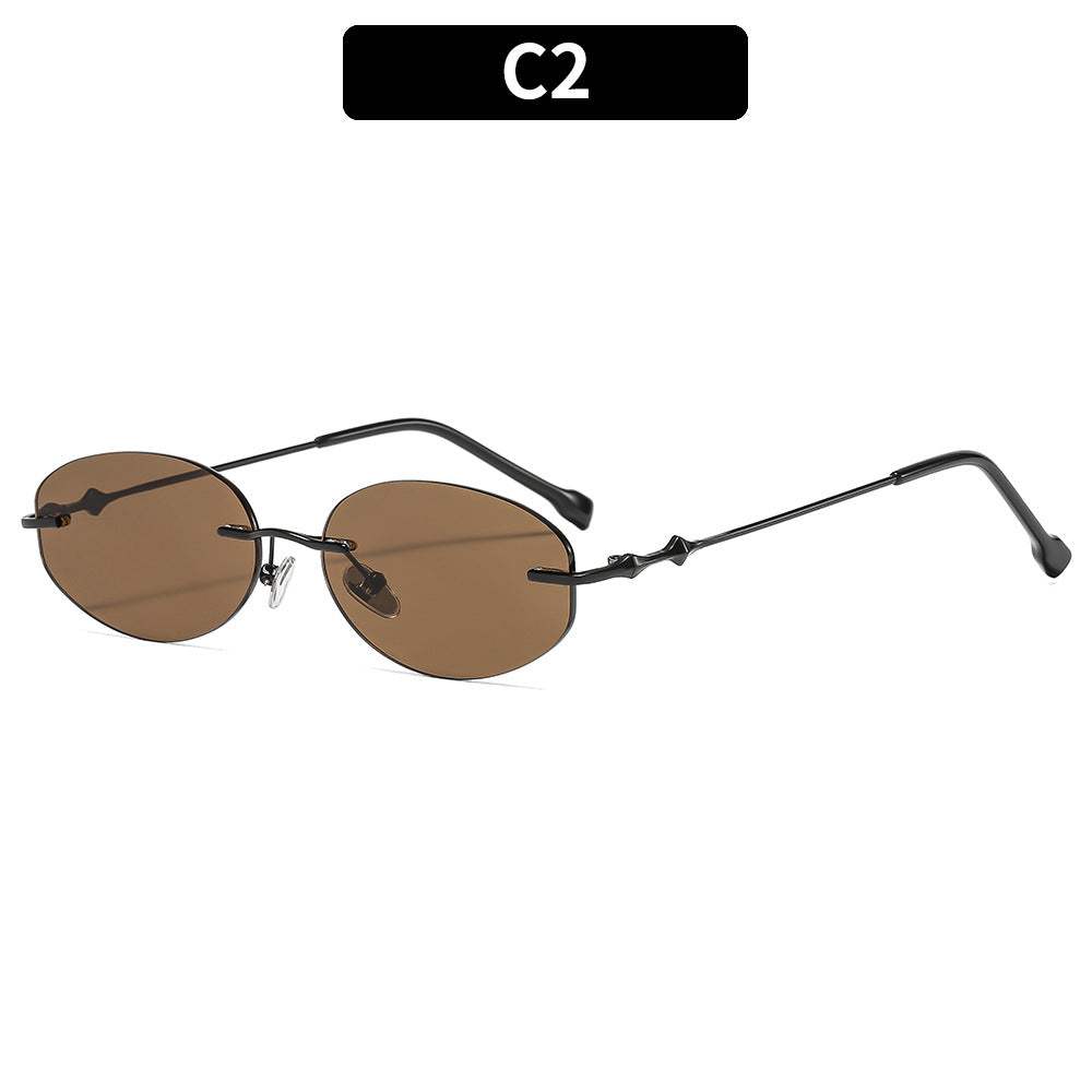 Frameless Oval UV400 Sunglasses