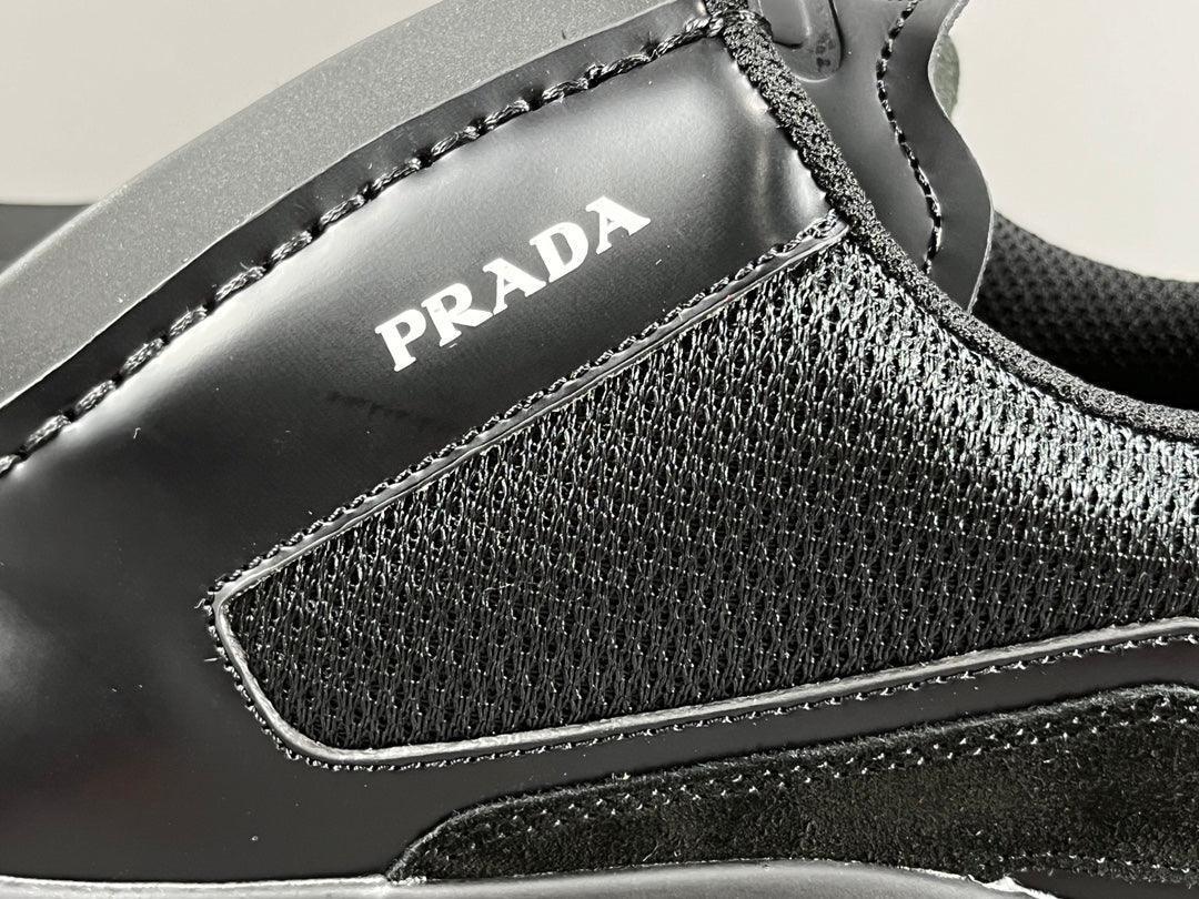 Prada Brushed Leather Bike Fabric Suede Garnet Black