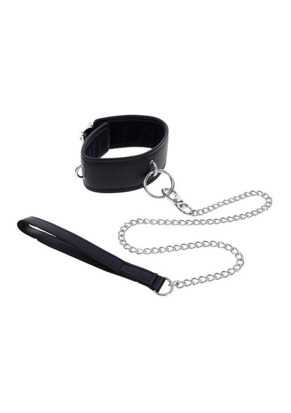 Edge Collar &amp; Leash Set – Black Leather with Chain