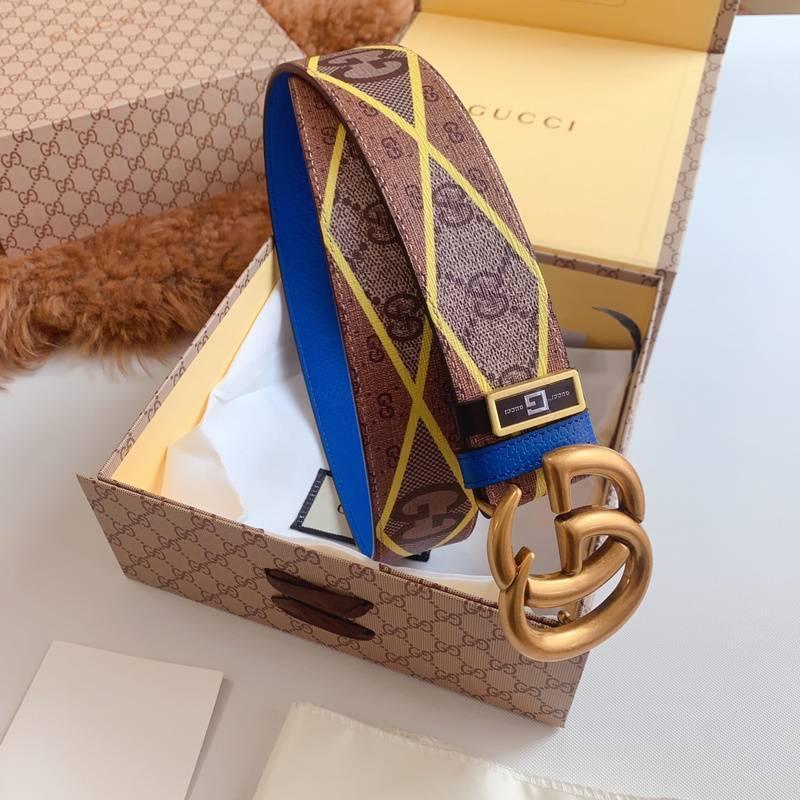 GUCCI Embellished coated-canvas and leather belt &