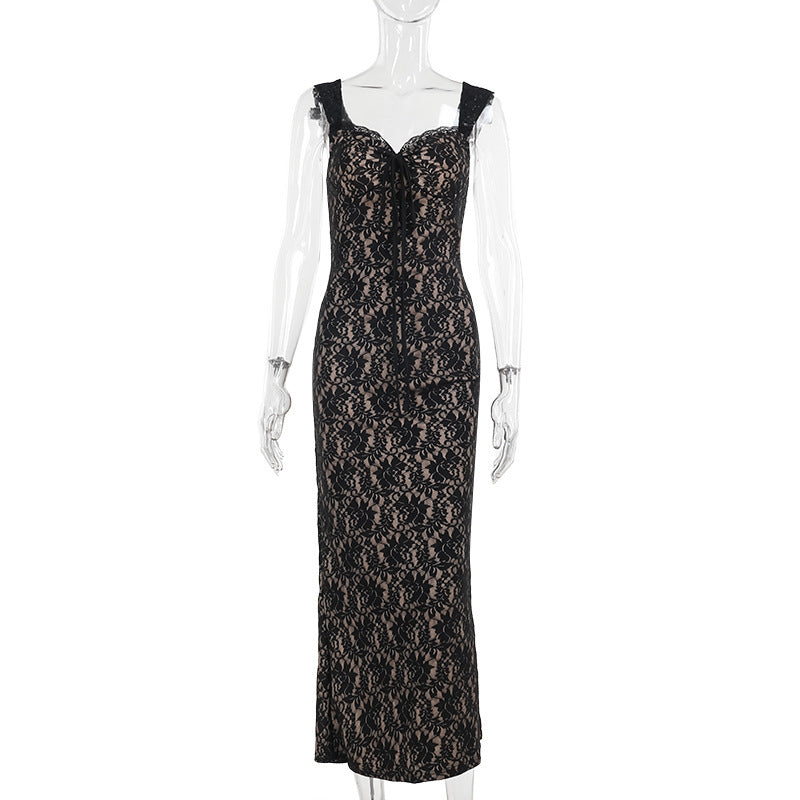 Elegant Lace Hooded Long Dress