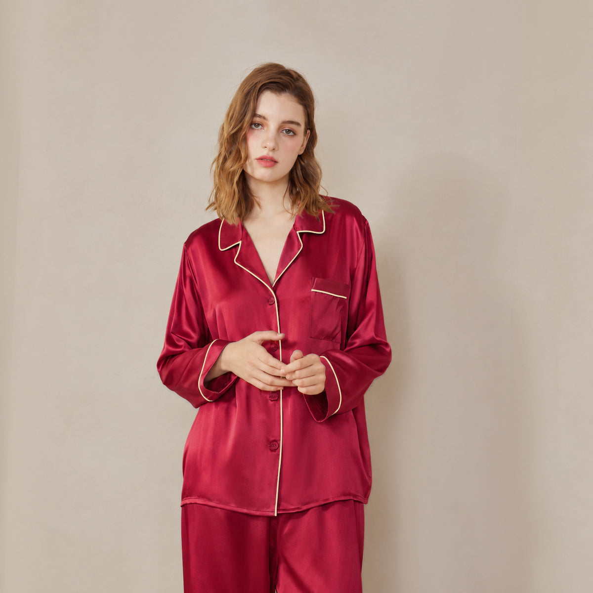 Butterfly Embroidery Silk Pajama Set