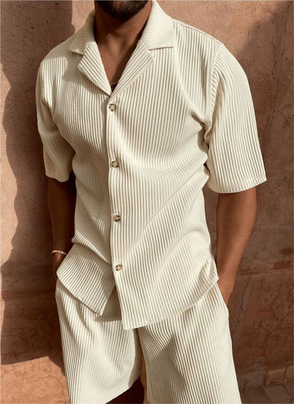 Men Corduroy Casual Shorts Suit