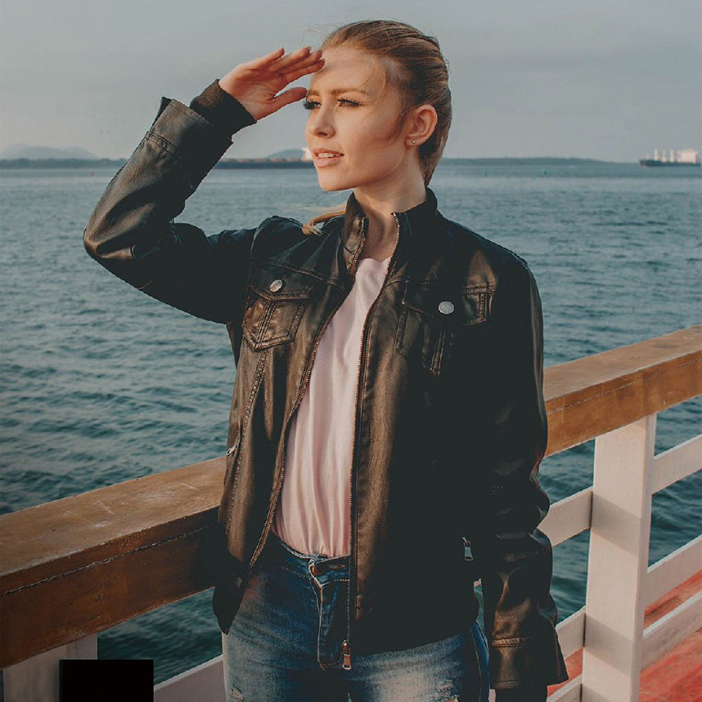 Womens Fleece Lined Leather Jacket