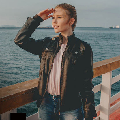 Womens Fleece Lined Leather Jacket