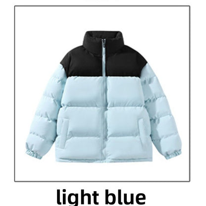 Contrast Color Stand Collar Cotton Jacket Waterproof Winter Coat