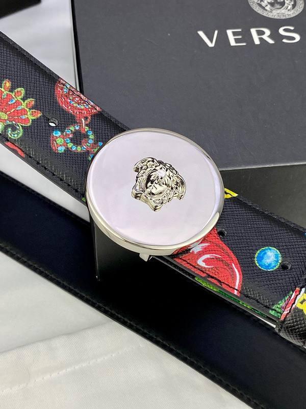 Versace MEDUSA BIGGIE ENAMEL LEATHER BELT