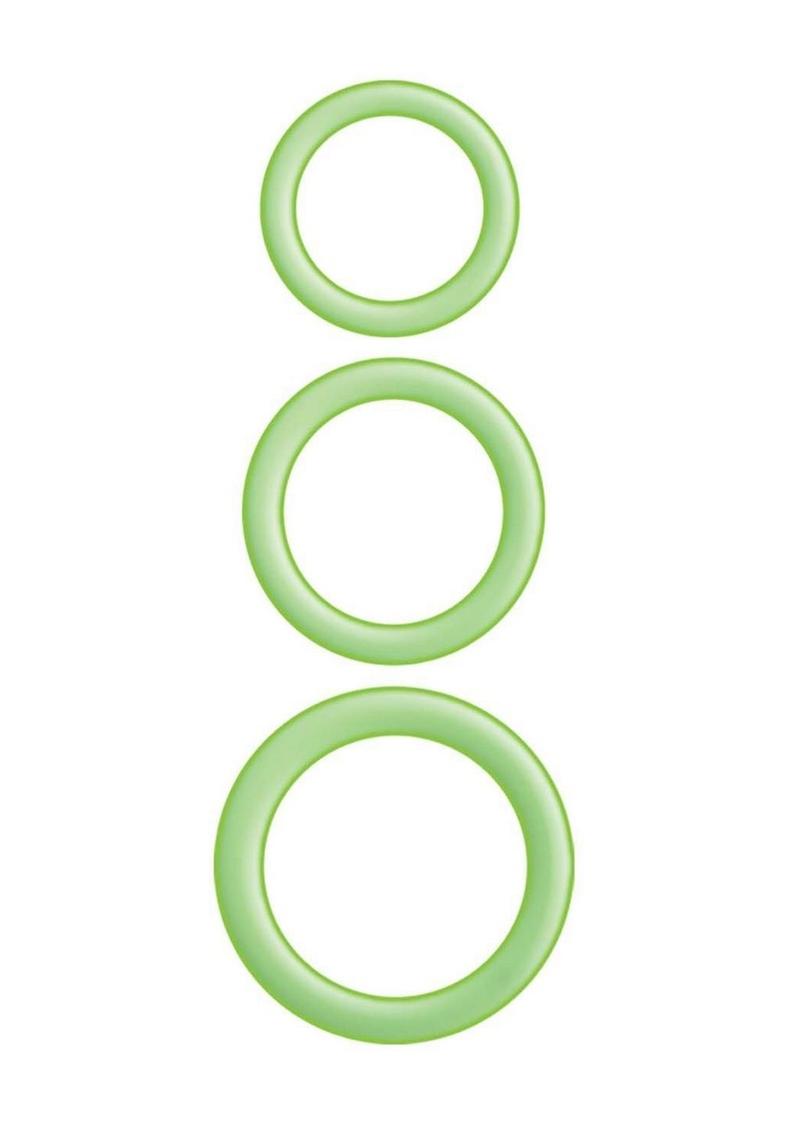 Enhancer Blue Glow Rings Silicone Cock Ring Set