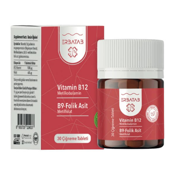 Erbatab B-12 Vitamin Supplement for Energy Support 30 Tablets