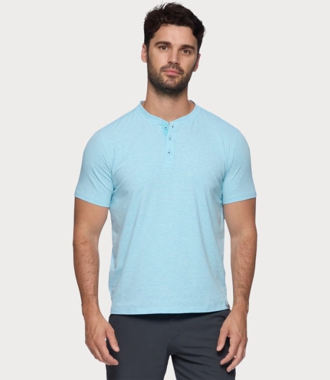 Essential Stretch SS Comfort Henley - Aqua