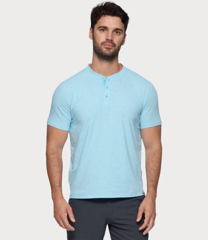 Essential Stretch SS Comfort Henley - Aqua