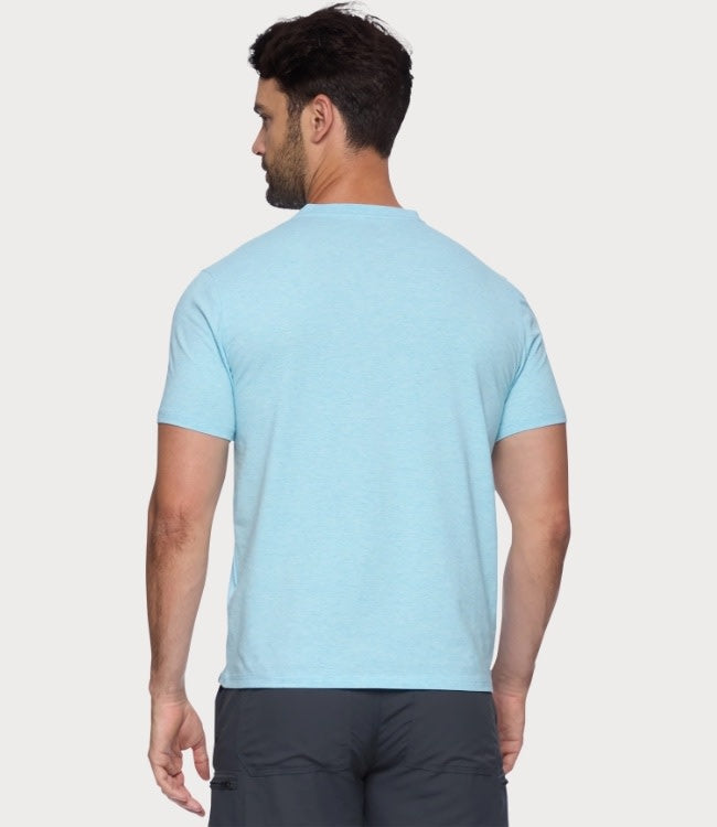 Essential Stretch SS Comfort Henley - Aqua